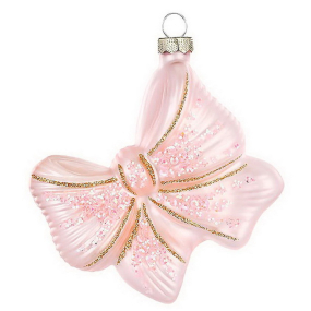 Елочная игрушка "Бант" 4,5 cм, розовая