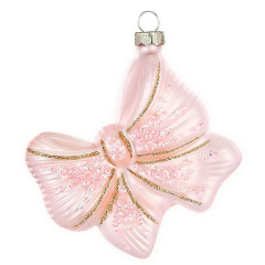 Елочная игрушка "Бант" 4,5 cм, розовая
