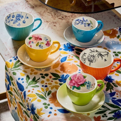 Чашка для завтрака с блюдцем Milk & Coffee Breakfast Time 320 мл, синяя