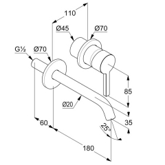 Внешняя часть Kludi Nova Fonte Pura 20244N215 смесителя для раковины, оружейная сталь