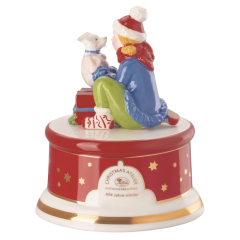 Шкатулка музыкальная "С белым щенком" 14 см