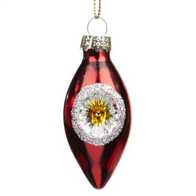 Елочная игрушка "Ретро. Капля красная" 6 см