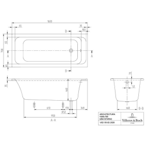 Ванна акриловая Villeroy & Boch Omnia Architectura 160х70 UBA167ARA2V-01