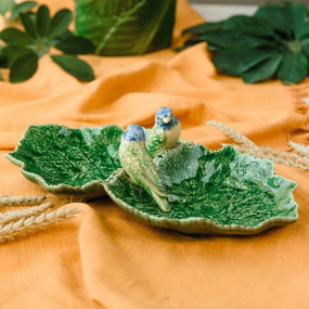 Менажница "Синие птички" 34х19 см, 2 сектора