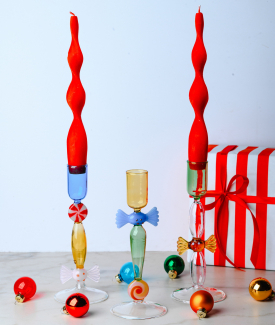 Подсвечник "Голубая конфета" Schiaccianoci 18х7 см