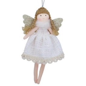 Елочная игрушка "Фея в кружевном платье" 17 см, белая