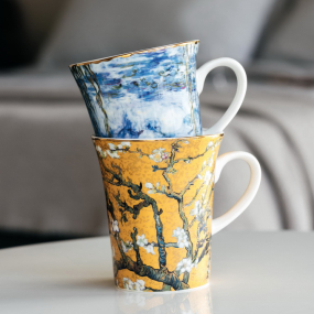 Кружка "Цветущие ветки миндаля" 450 мл, цвет золото