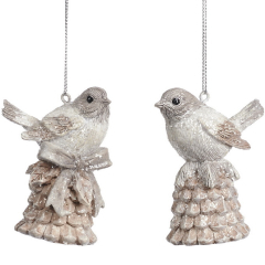 Новогодняя игрушка "Птица на шишке" 7,5 см, в ассортименте