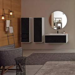 Тумба с раковиной Kolpa-San Pandora OUP 110 BL. Stone, 110х54, подвесная, черный камень