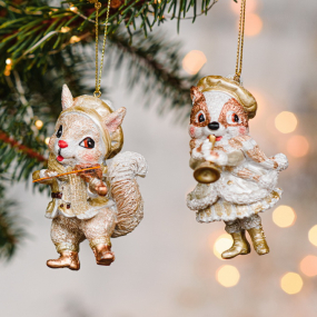 Игрушка на елку "Белочка со скрипкой" 9,5 см