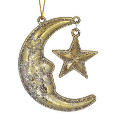 Елочная игрушка "Луна с золотой звездой" 6 см, цвет золото