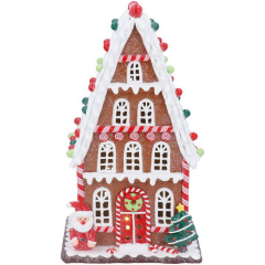 Фигурка с подсветкой "Четырехэтажный пряничный домик" 26х15х13 см