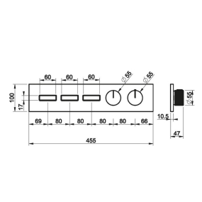 Внешняя часть Gessi HI-FI 63014.707 смесителя термостатического, брашированный черный PVD