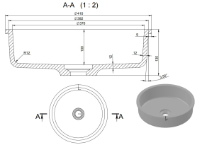 Раковина Holbi Uran SR 41х41, из Soft Rock, белая матовая, с клапаном