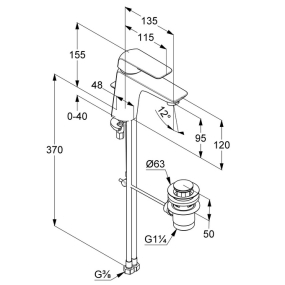 Смеситель для раковины Kludi Ameo 410230575, с клапаном, хром