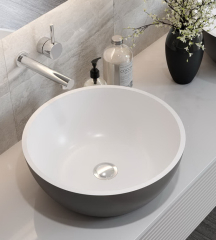 Раковина Holbi Moon SR 44х44, из Soft Rock, белая матовая, с клапаном