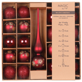 Набор украшений для елки "One-Two-Tree!", 19 предметов, цвет красный винтажный