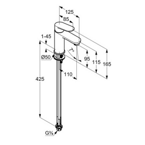 Смеситель для раковины Kludi X1 322823975, черный матовый