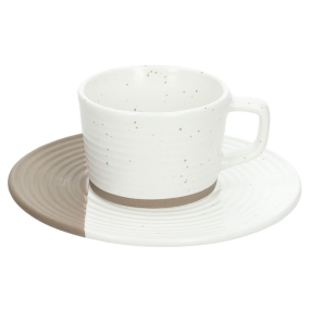 Набор чашек для эспрессо с блюдцами Rice 90 мл, 4 предмета, бежевый