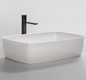 Раковина Antonio Lupi Bloom, 61х41, из Flumood, с клапаном, белый матовый