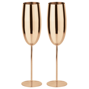 Набор бокалов стальных для шампанского Paderno Bar Copper 270 мл, 2 шт