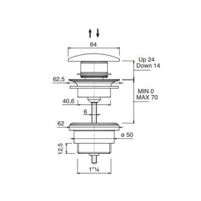 Донный клапан Flaminia Universal PLCEFAN, Stop&Go, Fango