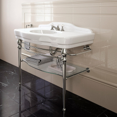 Консоль Devon&Devon Melody, раковина 110x58, основание хром, стеклянная полка