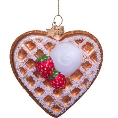 Елочная игрушка "Вафельное сердечко" 8 см