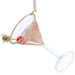 Новогодняя игрушка "Коктейль с вишней" 11 см