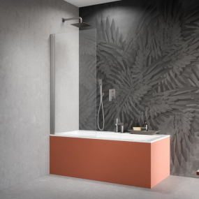 Шторка для ванны Radaway Nes 100х150, левая, прозрачное стекло 6 мм, профиль - брашированный никель