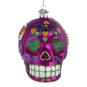 Новогодняя игрушка "Череп" 9 см, фиолетовая