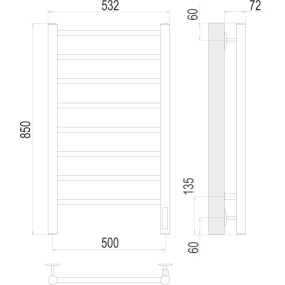 Полотенцесушитель Terminus Аврора 85х53, электрический, золото матовое