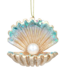 Елочная игрушка "Ракушка с жемчужиной" 6 см, цвет золото