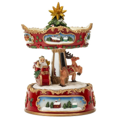Фигурка музыкальная "Карусель с Сантой и оленями" 16,5 см