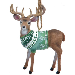 Елочная игрушка "Олень с рогами в свитере" 9,5 см