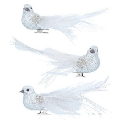 Елочная игрушка на клипсе "Птица белая" 5х14 см