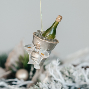 Новогодняя игрушка "Шампанское в ведерке" 9,5 см
