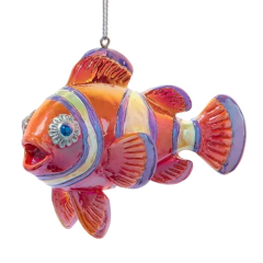 Новогодняя игрушка "Рыба-клоун" 9 см, оранжевая