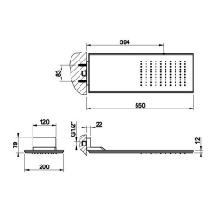 Лейка для душа Gessi Eleganza q1_46155.238, потолочная, 50х20 см, хром