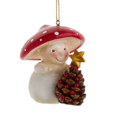 Елочная игрушка "Грибок с елочкой" 7 см