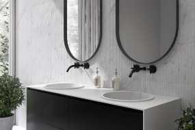 Раковина Holbi Uran SR 41х41, из Soft Rock, белая матовая, с клапаном