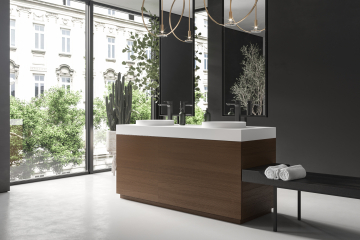 Раковина Holbi Capella SR 42х42, из Soft Rock, белая матовая, с клапаном