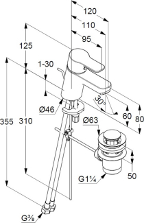 Смеситель для раковины Kludi Pure&Easy 373850565, с клапаном, хром