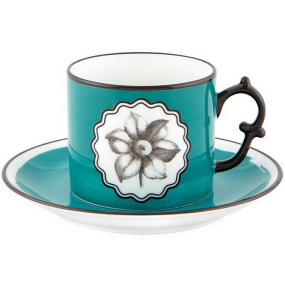 Чашка чайная с блюдцем Herbariae by Christian Lacroix 200 мл, бирюзовая