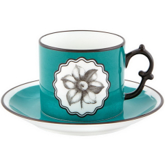 Чашка чайная с блюдцем Herbariae by Christian Lacroix 200 мл, бирюзовая