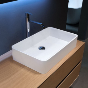 Раковина Antonio Lupi Servoretto, 63х38, из Flumood, с клапаном, белый матовый