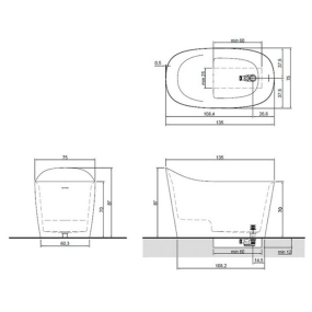 Ванна Antonio Lupi Mastello 135х75, из материала Flumood, матовая, белая
