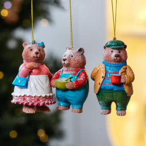 Новогодняя игрушка "Папа-медведь" 10 см