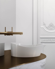 Раковина Holbi Mars SR 41x40, из Soft Rock, белая матовая, с клапаном