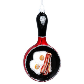 Елочная игрушка "Сковорода с яичницей и беконом" 10 см